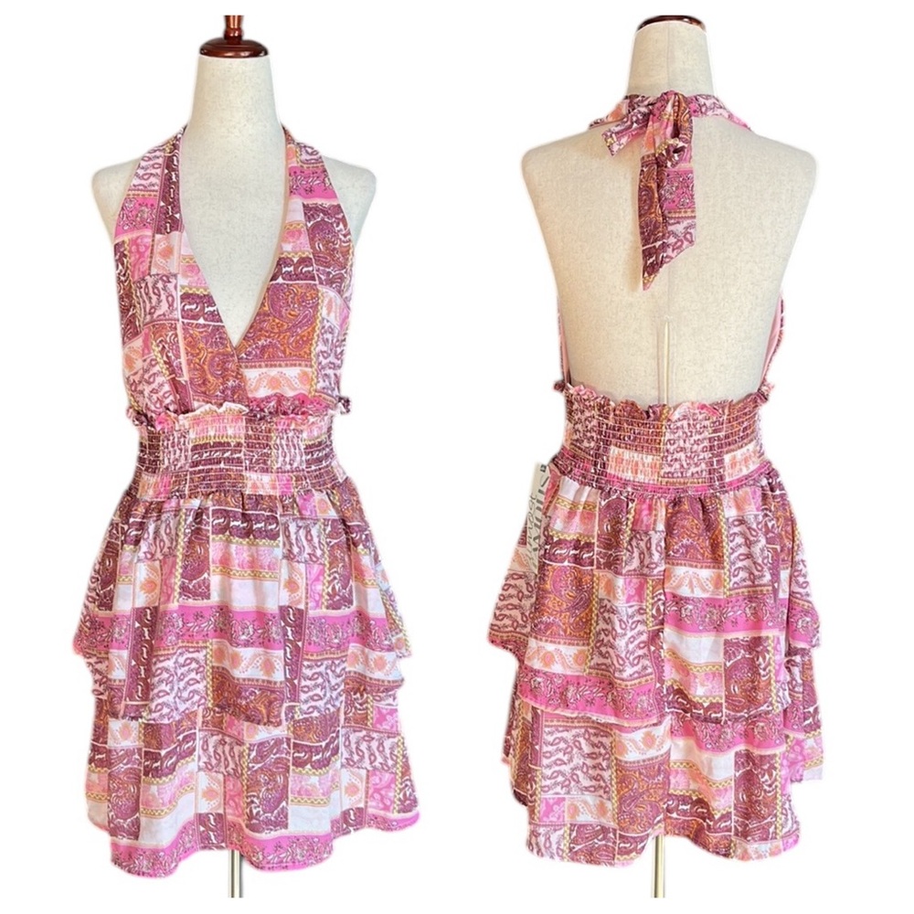 Almost Famous Halter Mini Dress with Ruffles
